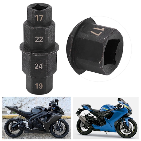 Motorcykel Fram Bak Hjul Axel Hex Spindle Driver Socket Verktyg 17/19/22/24mm Krom Vanadium Stål