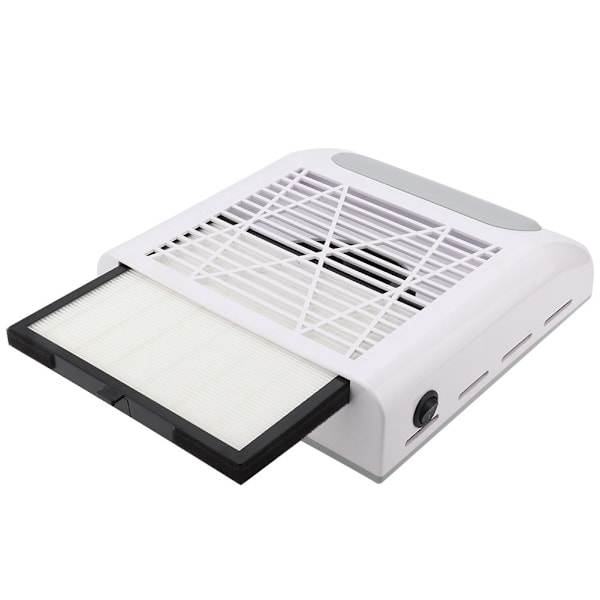 80W Nageldammsugare med Stark Sugkraft, Nagelsalong Dammsugare 100-240V (Vit EU-kontakt)