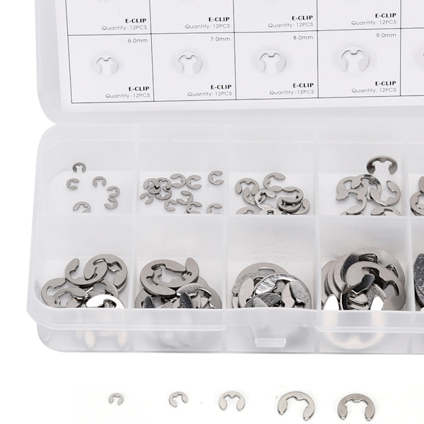 120 st E-klämmor, rostfritt stål, yttre säkringsringar, cirkelklämmor, sortimentssats 1,5 mm‑10 mm