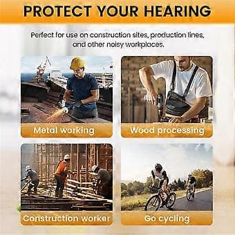 Ørepropper Bluetooth Headset for Arbeid, Hørselvern, Egnet for Byggeplass og Støyende E