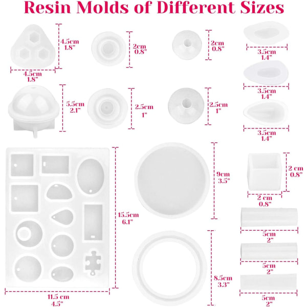 anezus Resin Molds, 149 stykker silikonharpiksstøpeformer og