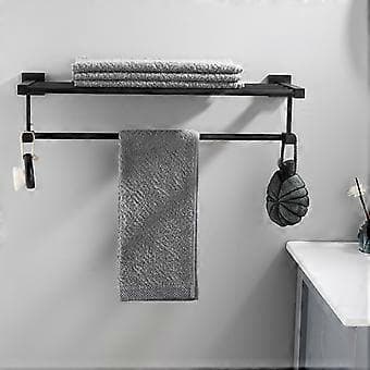 Badeværelse Vægmonteret Håndklædeholder - Sort, til badehåndklæder, 50 cm