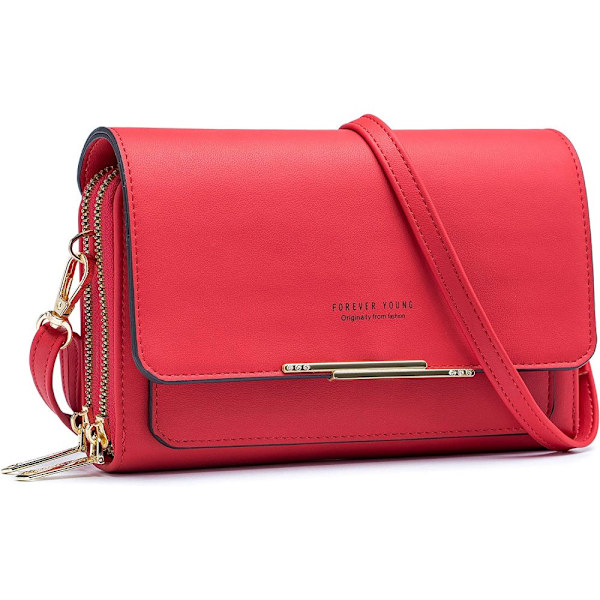 Roulens liten axelväska för mobiltelefoner, liten axelväska för kvinnor, Crossbody-axelväska i PU-läder, pass, phone case med kortplats,