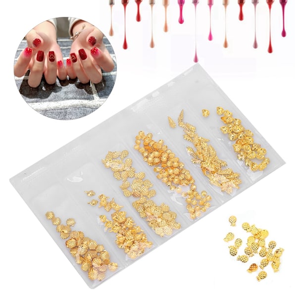 Kultapinnoitettu Sekoitettu Muotoinen Helmi Nail Art Koriste DIY Korut 1#