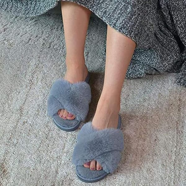 Varme kryds pels flip flops grå 38-39