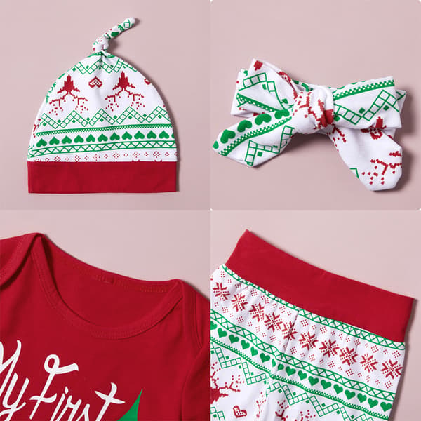 Jul Småbarn Spädbarn Baby Flicka Tröja Långärmad Kläder Höst Vinter Set red 6-9M
