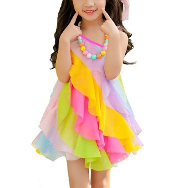Rainbow Dress, Toddler Tyttöjen Mekot Sweet Rainbow Summer Beach
