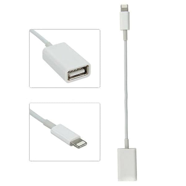 8-pin OTG-adapter Lightning hann til USB-kabelledning for iPhone iPad-kamera hvit