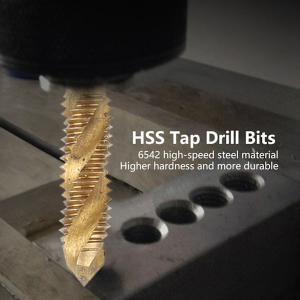 10 stk. Tap-bor Bits HSS 6,1 Hex Kvadrat Skaft Ti-belagt Komposit M5 Hardware Håndværktøj