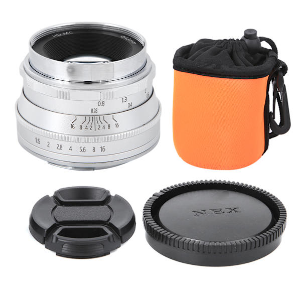 35mm F1.6 Objektiv för spegellösa kameror M4/3-fattning för Olympus E M5 E M5II E M10 E M10II E M10III (silver)