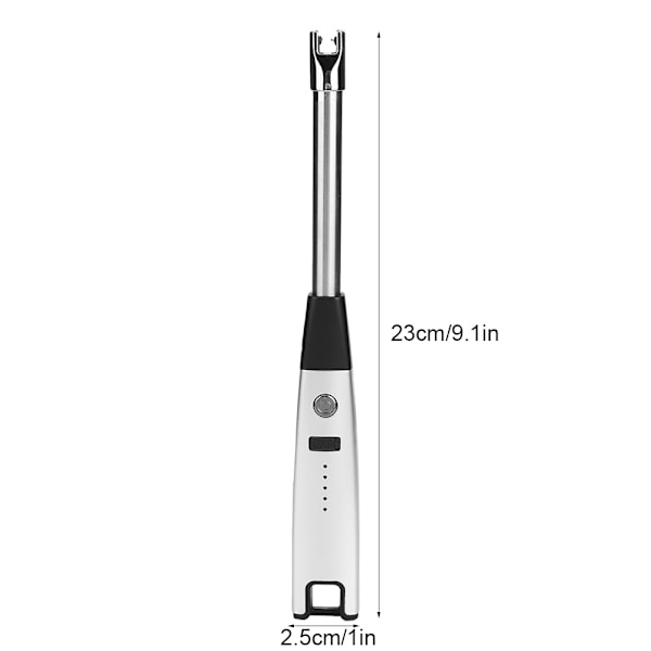 Bærbar Udendørs BBQ Lighter Opladning Lang Rør Arc Grill Lighter med Batteriindikator