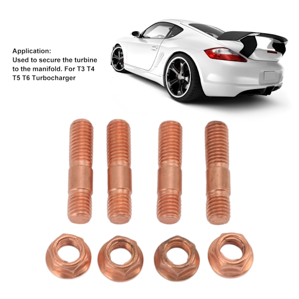 43mm Turbo Stud Nut Kit M10x1.5 Stål Legering Høy Styrke Rustfri for T3 T4 T5 T6 Turbolader