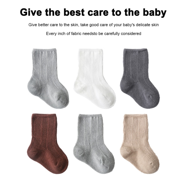 Nyfødte bomullssokker med rund hals nøytrale baby ensfargede sokker
