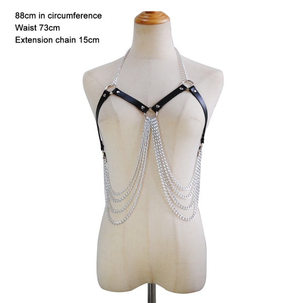 Punk Layered Chest Chains Läder Body Chains Party Nattklubb Bo