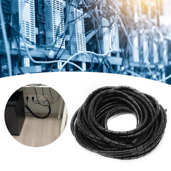 Spiral Wire Wrap Kabel Organizer Fleksibel Kabelstyring Svart Φ8mm 10 Meter for Ledninger