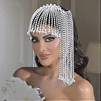 Sofistikert Perlehodebånd Dusker Hodekjede Hårtilbehør Elegant Perlehårpynt Håndlagde Perler Hodeplagg