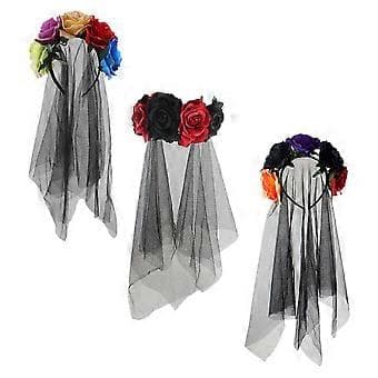 3 stk. Roseblomstslør Hodebånd Halloween Hodeplagg Simulering Rose Hodebånd