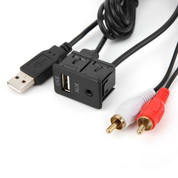 3,5 mm 1 meter forlengelseskabel USB AUX Stereo Hunn til 2 RCA Hann for Bil Båt Motorsykkel