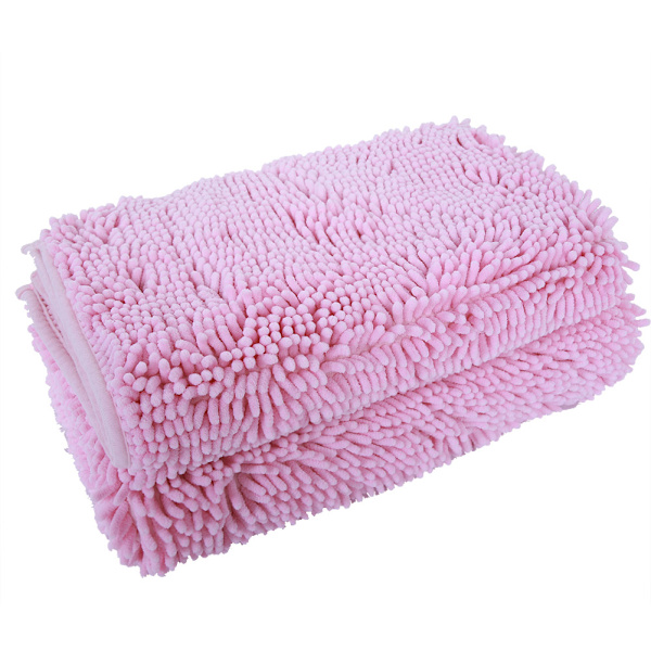 2 stk. / sæt Chenille Anti-slip Vandabsorberende Skridsikker Måtte Badeværelse Stue (Pink)