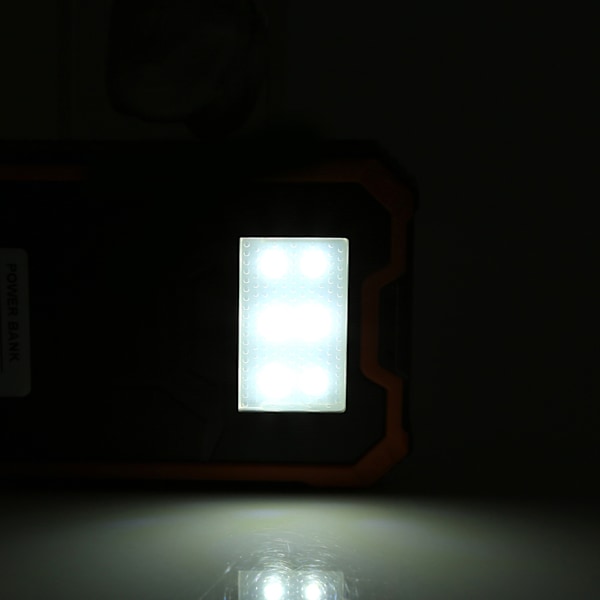 20000mAh Bærbar Solenergi Powerbank Ekstern Batterilader med 6 stk. LED Lys Orange