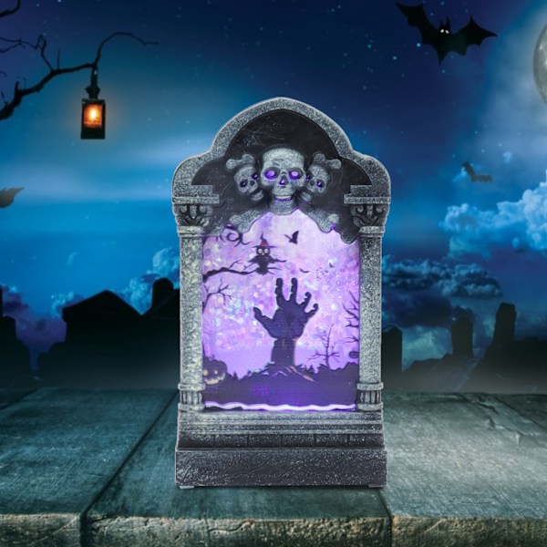 Halloween-gravstedformet lys, bærbar festivaldekorativ lampe for bar, fest, hjem, spøkelsesklo