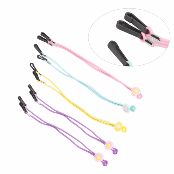 5 st Ansiktsmask Snodd Justerbar Trendig Vacker Stretchig Ansiktsmaskhållare med Clips för Barn Vuxna
