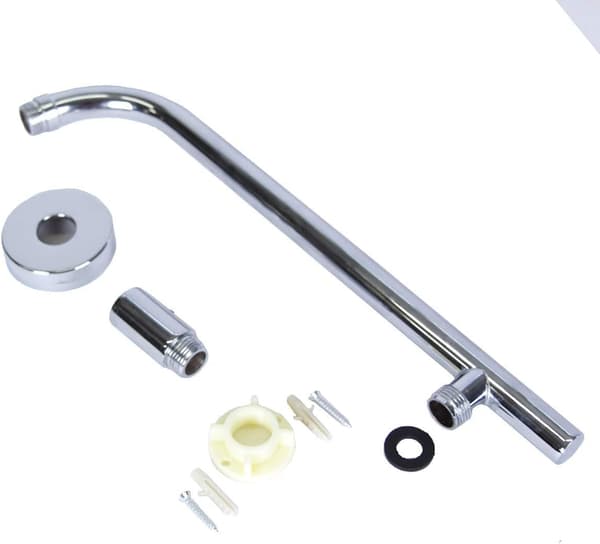Forkromet messing vægmontering, solid messingkonstruktion brusearm med poleret kromfinish til badeværelsesopgradering (95,25 cm, krom)
