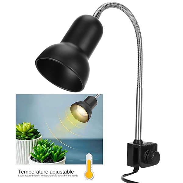 25W Varmelampe til Reptiler med Klemme, 360 Graders Rotation, Justerbar Metal Glas UVB/UVA US Stik 110V