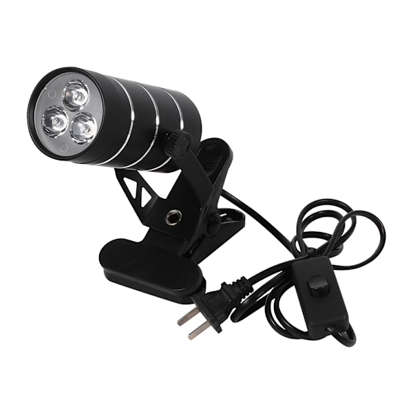 220V Musta 3 kpl LED Kasvien Kasvatus Sisätilojen Säädettävä Kasvuvalo Pihdeillä (Musta 3LED)