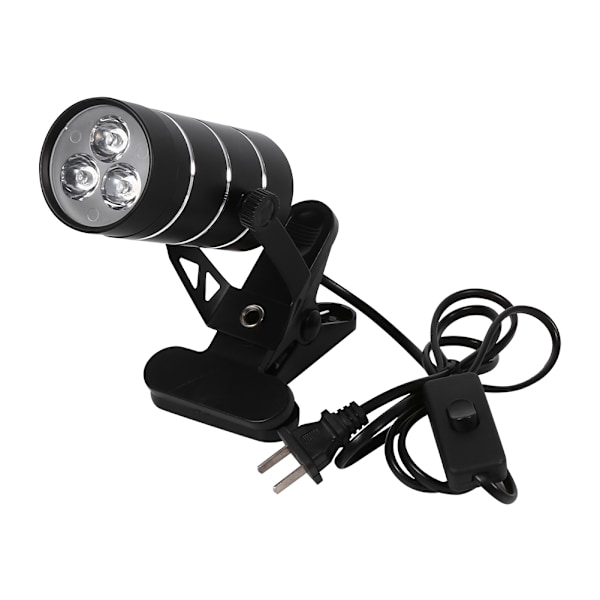 220V Svart 3 stk LED Plantevekst Innendørs Justerbar Vekstlampe med Klemme (Svart 3LED)