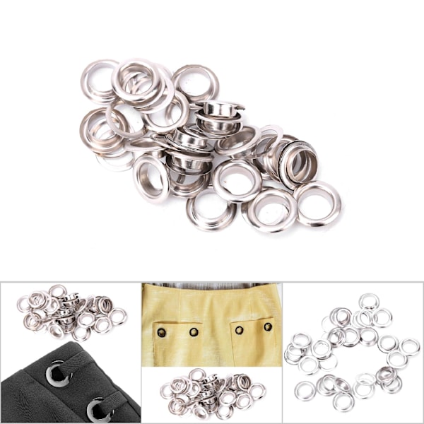 100 st Brass Knappar DIY Verktyg Stickning Tillbehör Rostfri Läderhantverk Ögla (Silver 17mm)