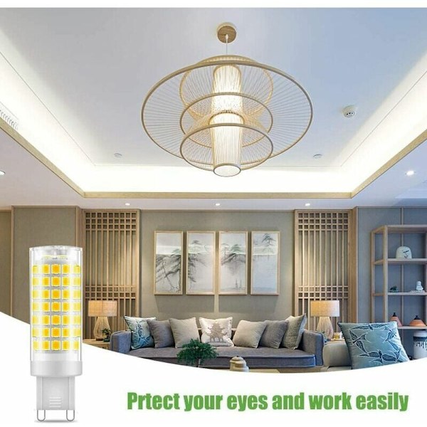 G9 LED-lampa, 5W Halogenersättning Dagsljus Vit, Energibesparande Miljövänlig Ej dimbar 360 Graders Belysning, 530LM AC220-240V,