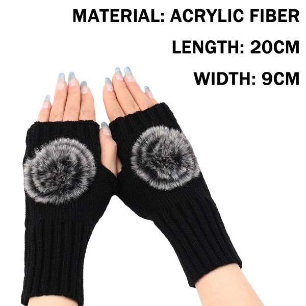 Fingerless Warm Gloves with Thumb Hole Cozy Hair Ball Gloves Kni