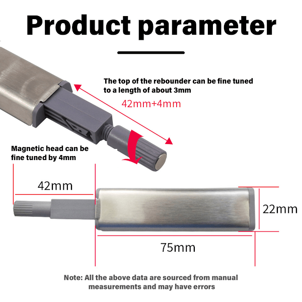 Tryck-för-att-öppna dörrlås för enkel beröringsöppning, kraftiga magnetiska trycklås med fjäder, kompatibla med köksdörrar, bokhyllor,
