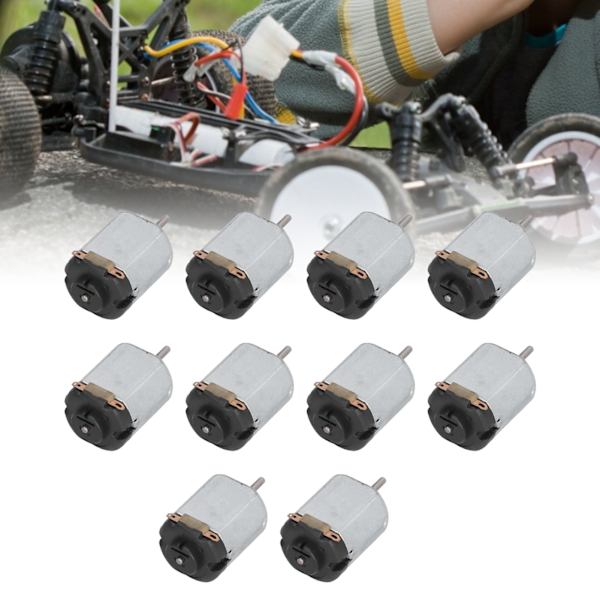 10 kpl Mini sähkömoottori, korkea nopeus, matala melu, pieni DC-moottori harrastuksiin, DIY-leluihin, autoihin, musta