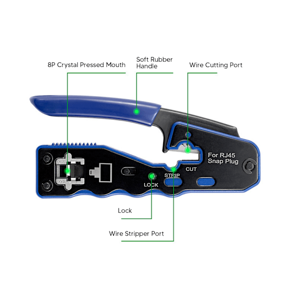 Genomgående Ethernet-krympsko RJ45 CAT6 Genomgående Krympsko Klippset