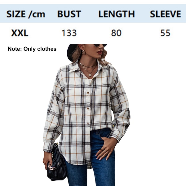 Langærmet skjortetop med langærmet krave med lang knap til kvinder