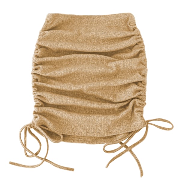 Naisten Ribitetty Sivusäätöinen Ryppyinen Joustava Bodycon Yksivärinen Lyhyt Kynähame Khaki XL