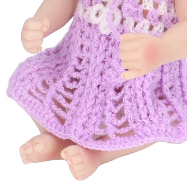 10 tum Reborn Babydockor Rörliga Lemmar Mjuk Silikon Livslik Tvättad Stickad Kjol Barn Dockleksak Lila Pojkdocka