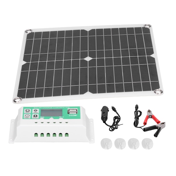 40W 18V Monokristallin Kisel Flexibel Solpanel med 40A Solcellsladdningsregulator med Dubbla USB-Portar