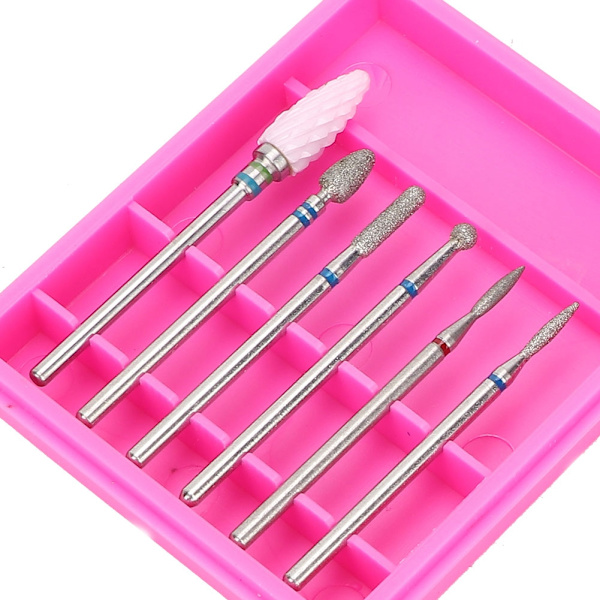 6 st. Rostfritt Stål Nagelfräsbits Polering Manikyr Pedikyr Maskin Tillbehör 06#