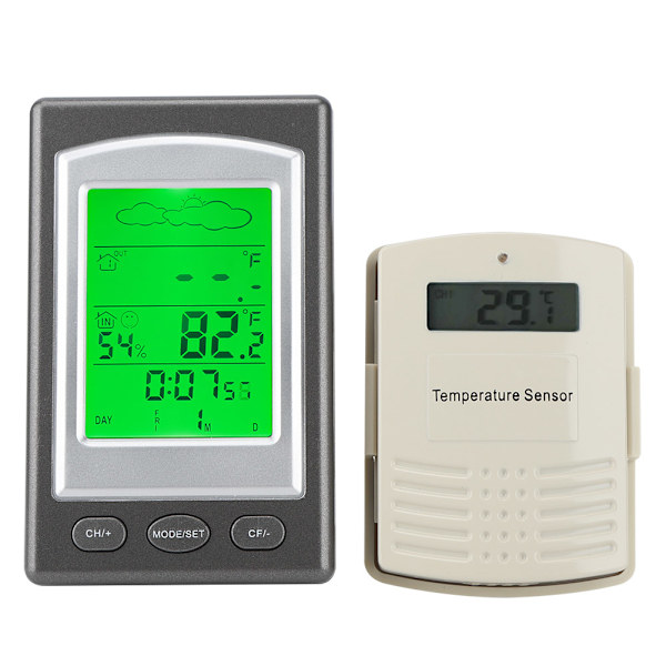 Inomhus/Utomhus LED Elektronisk Termometer Temperatur Fuktighetsmätare med Väderprognos