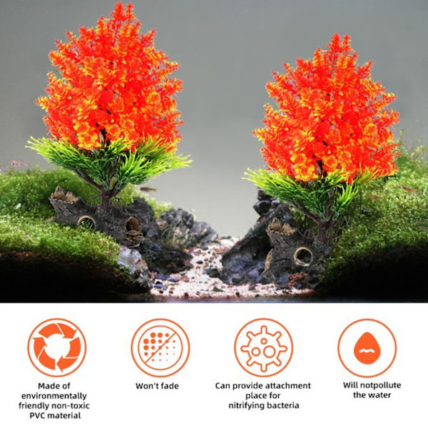 Akvarium Plante Dekorationer Simulation Kunstig Tang Vandplanter til Hjem og Akvarium Landskab Rød