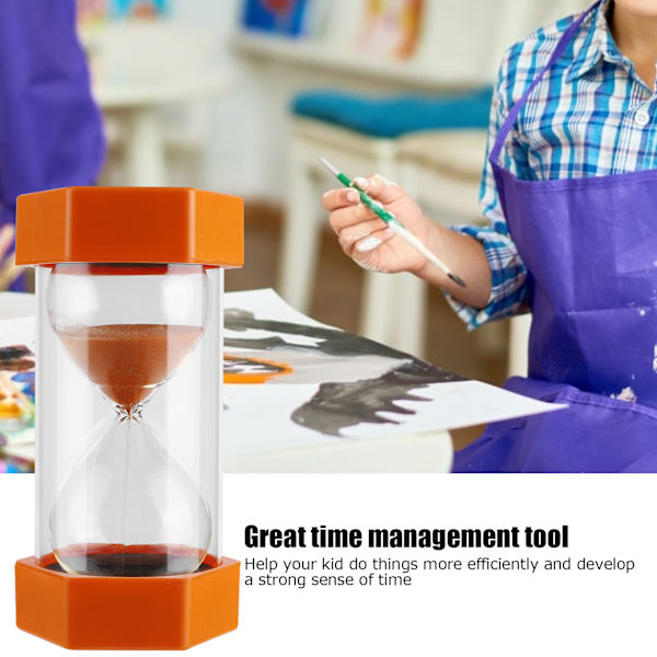 Hexagonformad Sandtimer 30 Minuter Timer Klocka för Klassrum Hem Kontor Köksbruk Orange