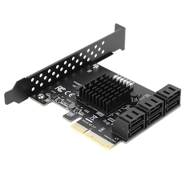 6-Portars Riserkort, PCIe SATA Expansionskort med Höga Hastigheter 6Gbps Stöd, Stöder AHCI-läge och Native Command Queue, SATA 3.0 Controller Hub
