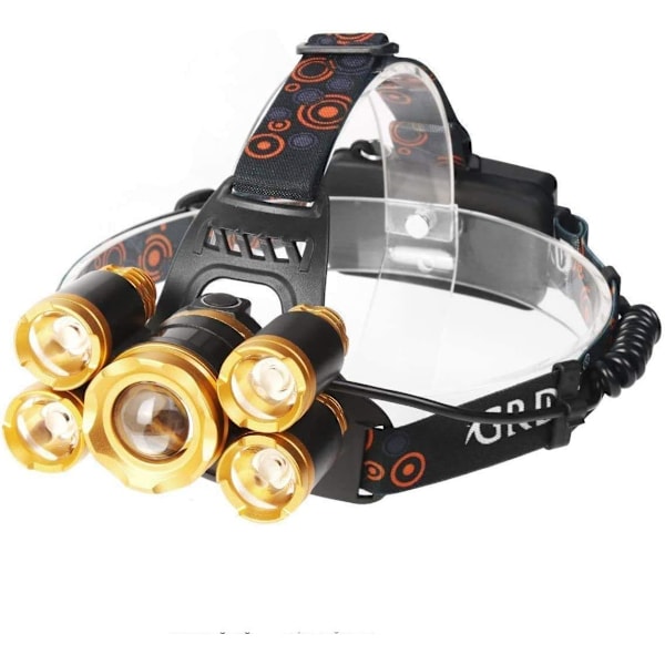 Justerbar LED-pannlampa med fokus, 12000 Lumen Superstark med 90 graders rotation & IPX5 Vattentät, 4 lägen inklusive Strobe för säkerhet, Uppladdningsbar