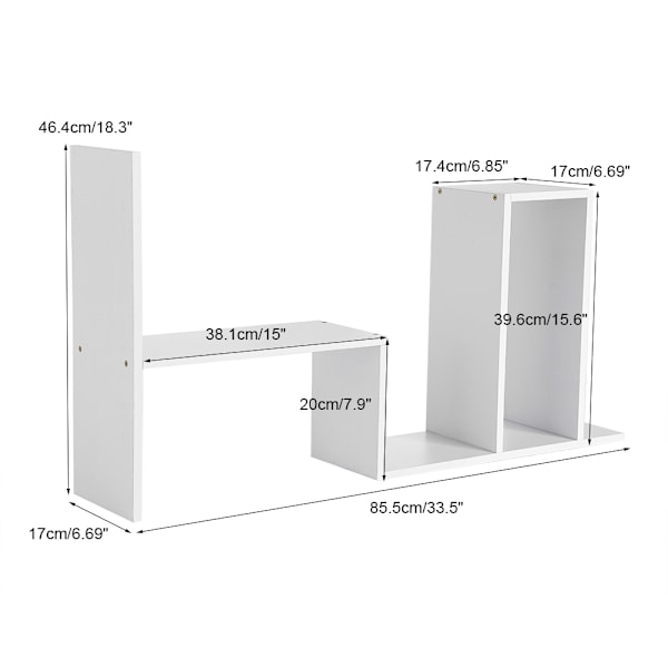 DIY Bordskrive Oppbevaringsstativ Display Hylle Organizer Benkeplate Bokhylle Hvit