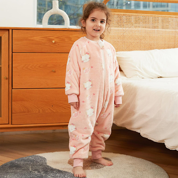 Microfleece Sovsäck med Långa Ärmar, Vinterbärbar Filt för Spädbarn, Ljusa Färger & Bedårande Djurmönster, Dubbla Dragkedjor för Enkelhet