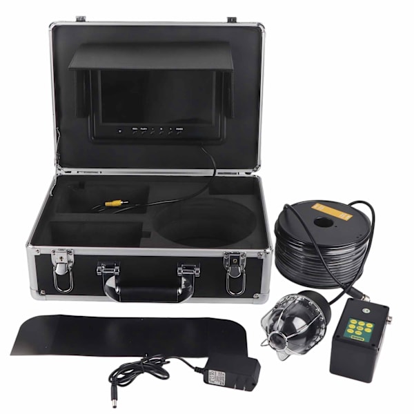 9 tum DVR 50m undervattensvideokamera IP68 vattentät 20 lampor 360° roterande kupolpanorama med 16 GB minneskort 100‑240V