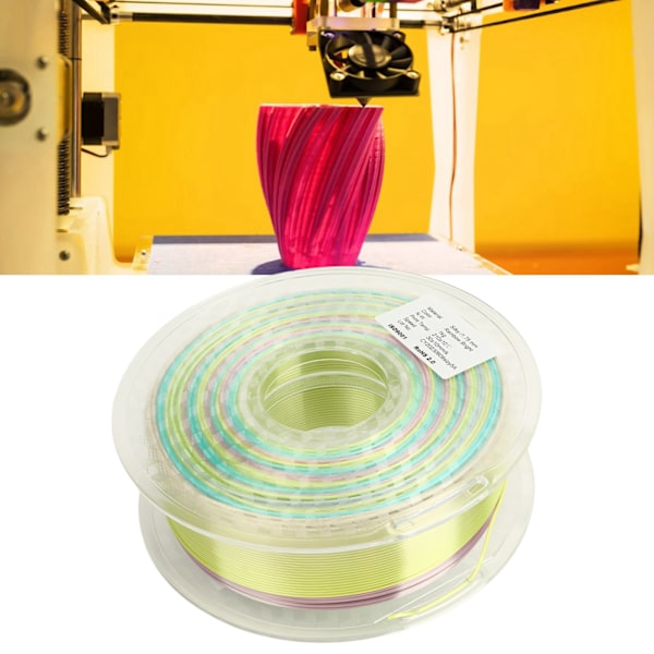 PLA Filament Färggradient Regnbåge Flerfärgad Silkeslen Glansig 1.75mm 3D-skrivarfilament